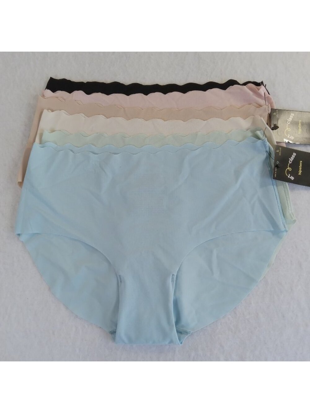 Art Class Girls' Hipster Underwear 6-Pack Scallop Trim Seamless Size L 10/12